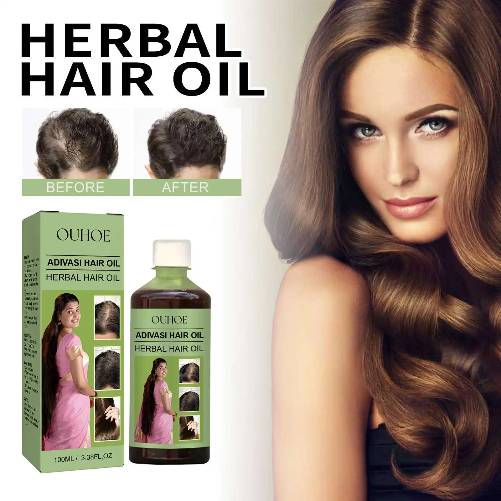 OUHOE Wholesale Private Label New Hot Sell Natural Vegan Hebal 100ML Hair Oil Hair Regrowth Anti Hair Loss Serum