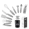 Silver Metal handle-9pcs set+color box+storage bucket
