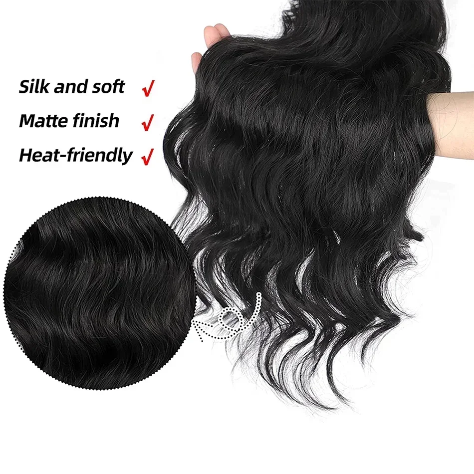 Extension de queue de cheval à clipser, cheveux longs ondulés, queue de cheval, cheveux humains, 26 pouces, extensions de cheveux naturels Chipin pour femmes_voghion.com