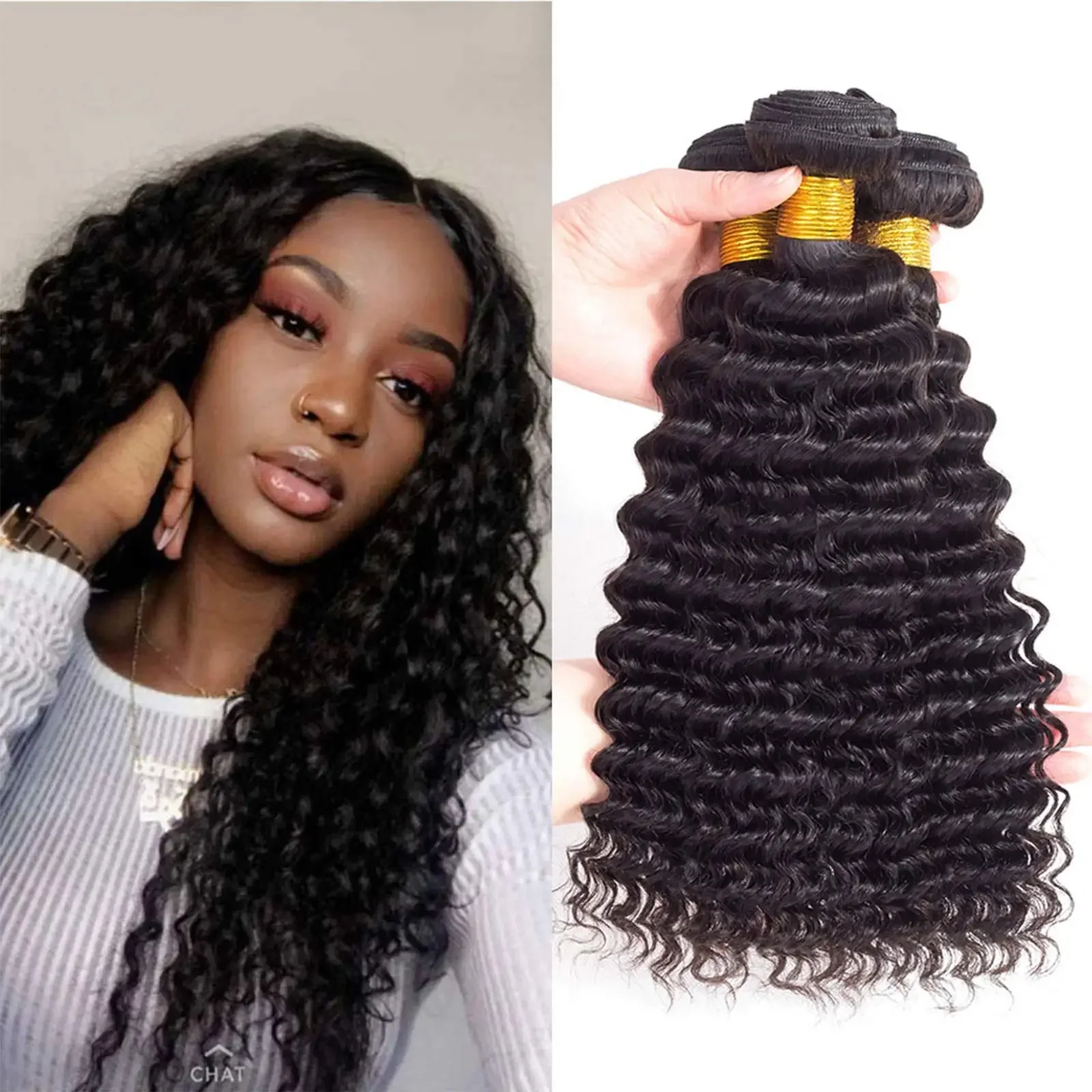 Deep Wave Brazilian Virgin Human Hair Extensions Wet And Wavy Curly Bundles_voghion.com