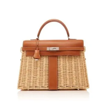 2025 Summer Fashionable Crossbody Boho Shoulder Bag Handcrafted New Woven Straw Rattan Single Chain Pearl Open Market Tote