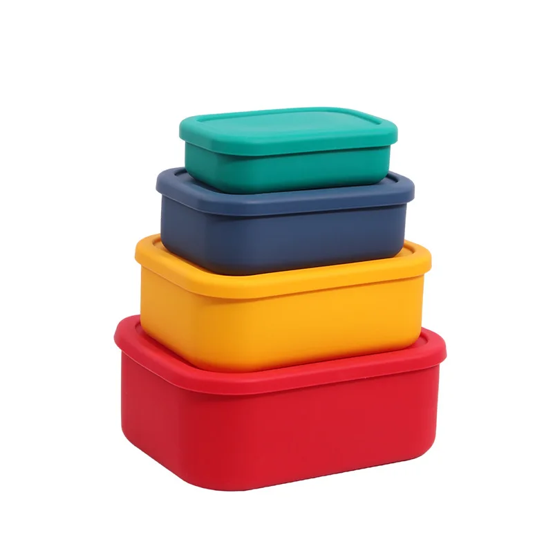 Rectangular Silicone Lunch Box with Sealing Lid Fresh-Keeping Kitchenware for Microwave Oven and Refrigerator Use
