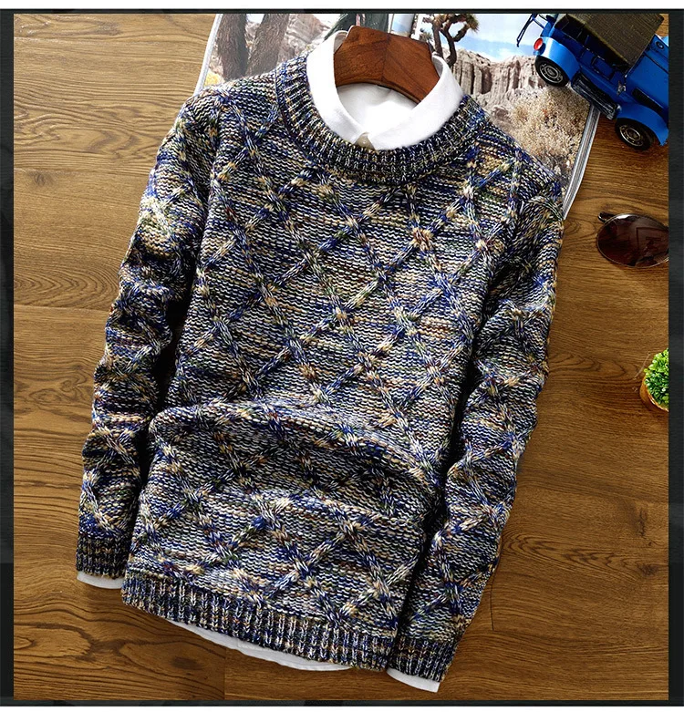 2024 Winter men's sweater thick-knit crew neck with long-sleeved jacket_voghion.com