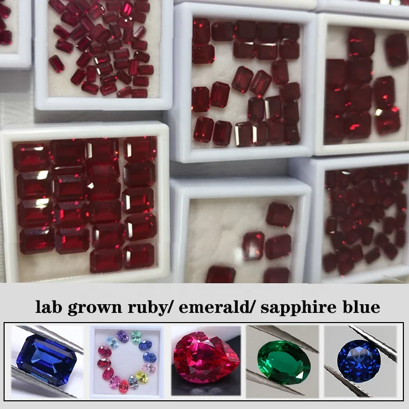 High Quality Lab Created Pigeon Blood Red Ruby Loose Gemstone 5x7mm 6x8mm 7x9mm  Lab Grown Ruby Stones for Fine Jewelry