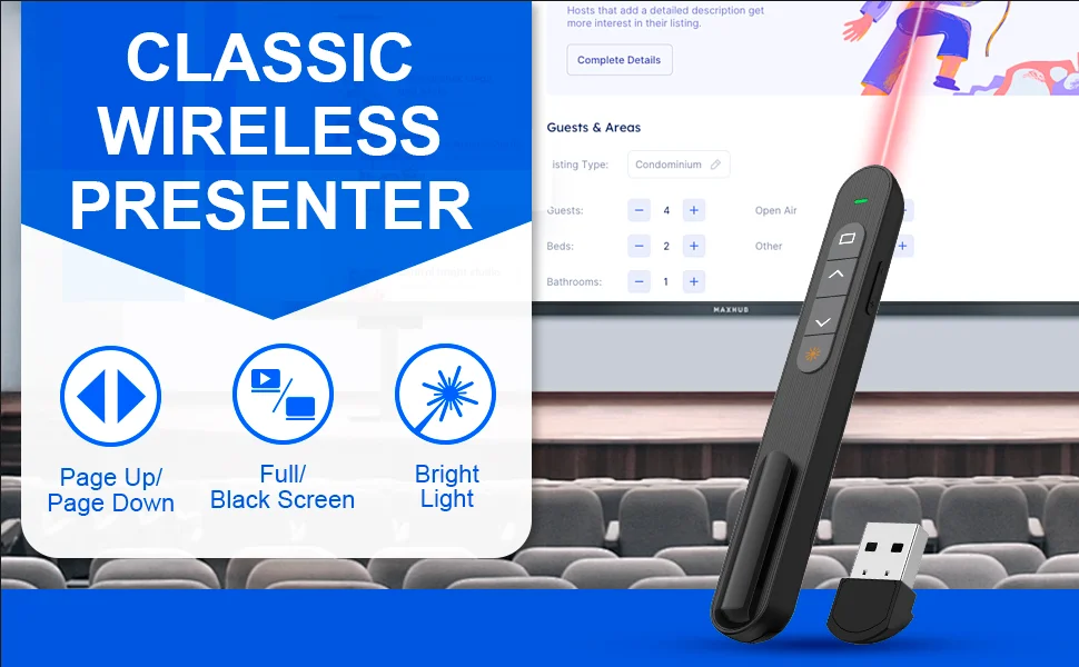 Powerpoint Clickers Rf QUI Presenter PPT Powerpoint Clicker RF 2.4ghz USB Remote