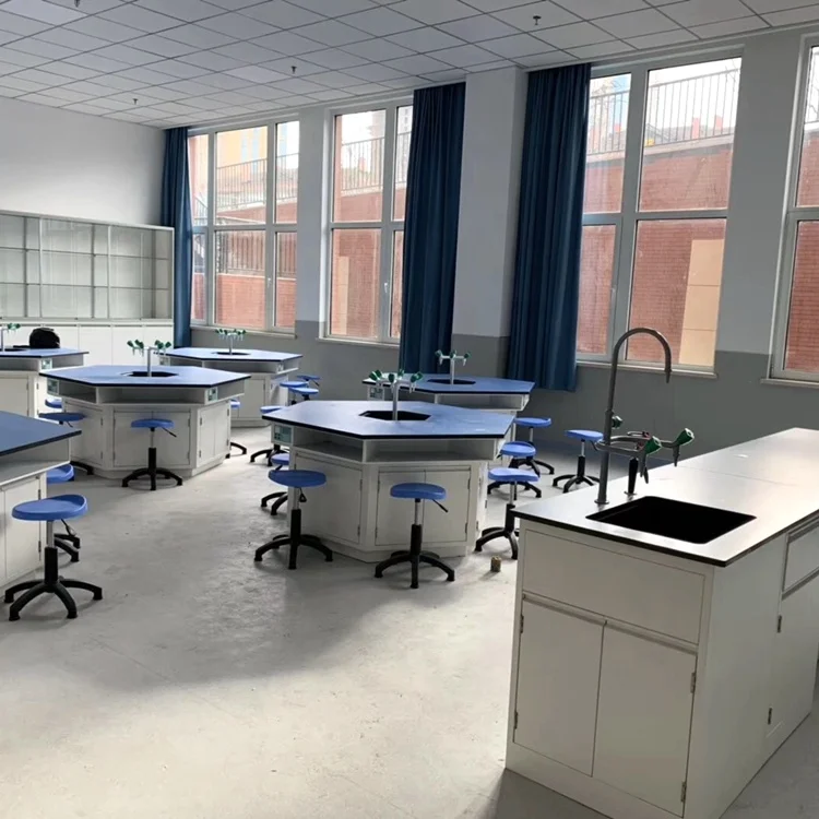 School Science Lab Hexagonal Table Chemical Resistant Work Bench