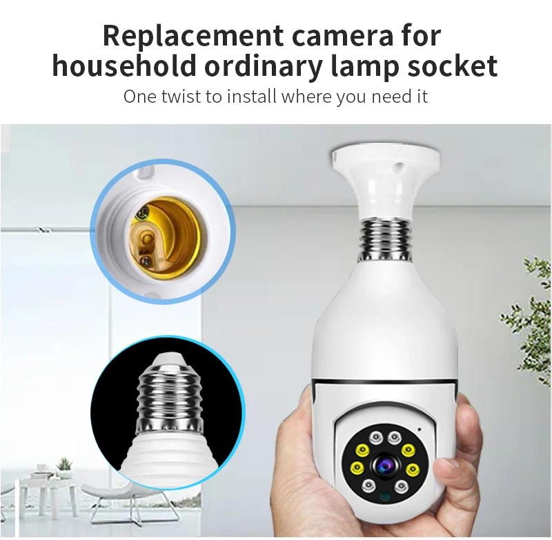 Wireless Wifi Light Bulb Camera E27 Lamp Holder 3mp Security Camera