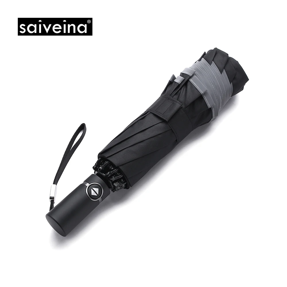 
 Портативный складной зонт заднего хода, 12 ребер, 23 дюйма, автоматический, C3, с серебряной полосой, Зонт от шторма с защитой от ветра и водонепроницаемостью  <span style=