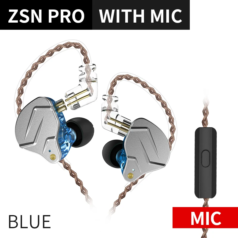 Fone De Ouvido, Intra Auricular, KZ ZSN PRO, MIC, Dynamic, 1,2m