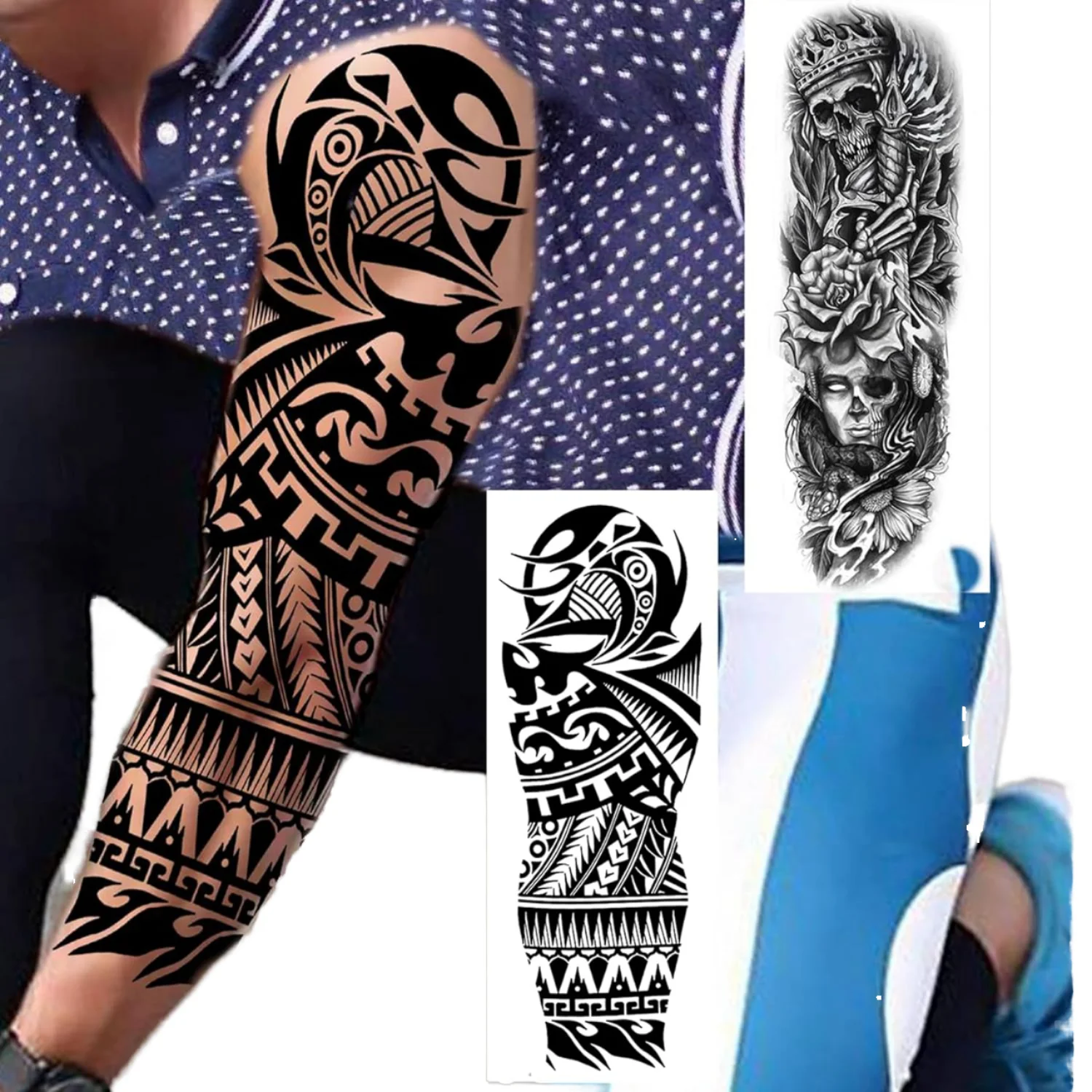 Waterproof Custom Temporary Tattoos White Water Transfer Paper PET Film for  Adult Body Arm Shoulder Full Arm Stickers, image size:1500x1500