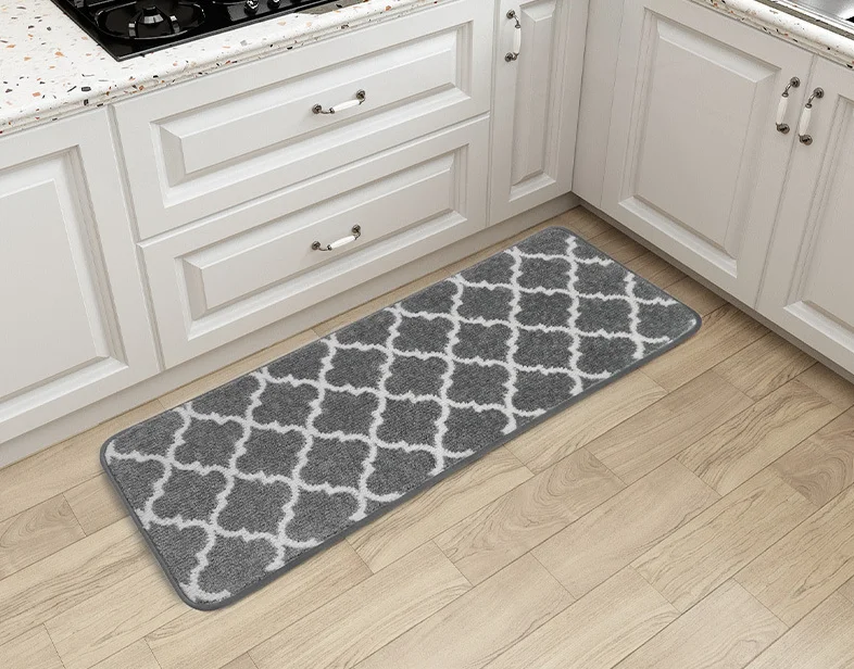 Customized sizes morden rugs microfiber moroccan trellis non-slip soft Kitchen Mat Anti Fatigue doormat runner carpet manufacture