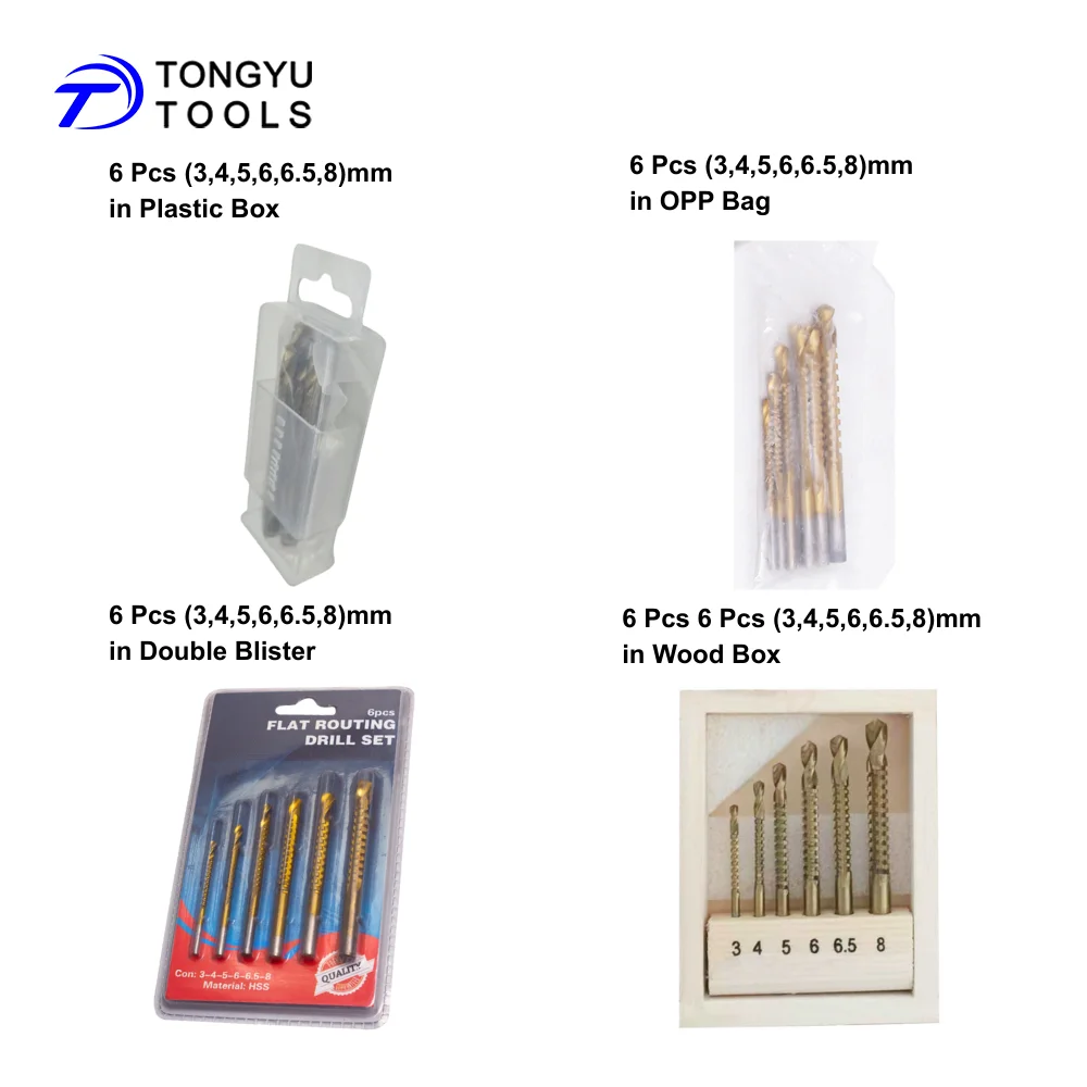 3-10mm Serrated Side Cutting Twist Bit TiN Coated, Drill Saw Bit for Wood Plastic Metal Hole Drilling Slotting Trimming Grooving