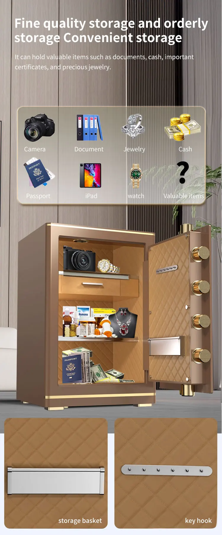 CEQSAFE Digital Fingerprint Safe Storage Passcode Smart Keys Box Tuya Smart Wifi Security Electronic Lock for Safe Box manufacture