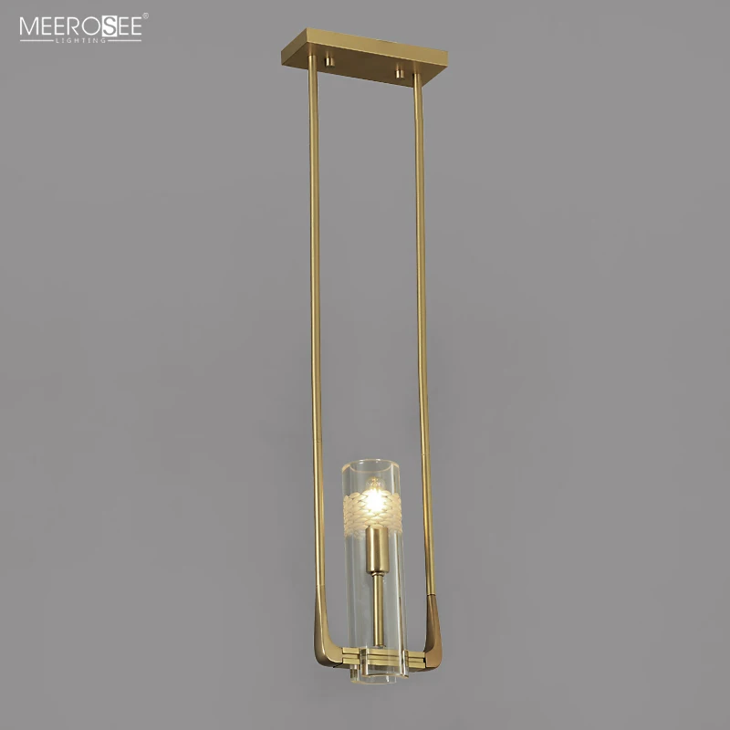 MEEROSEE Rectangular Chandelieron With Column for Dining Room Light Fixture Restaurant Bar Home Decor Light MD86804