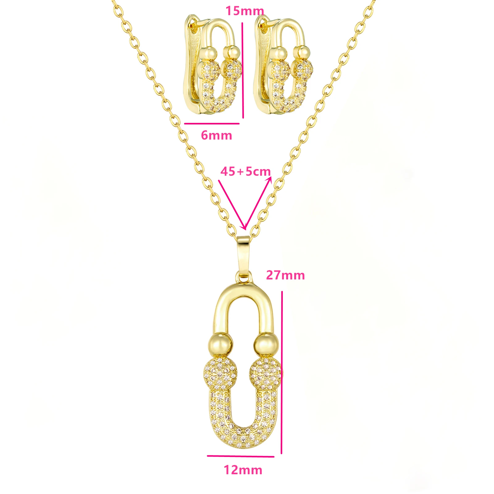 Luxury 14k Gold Plated Zircon Jewelry Set