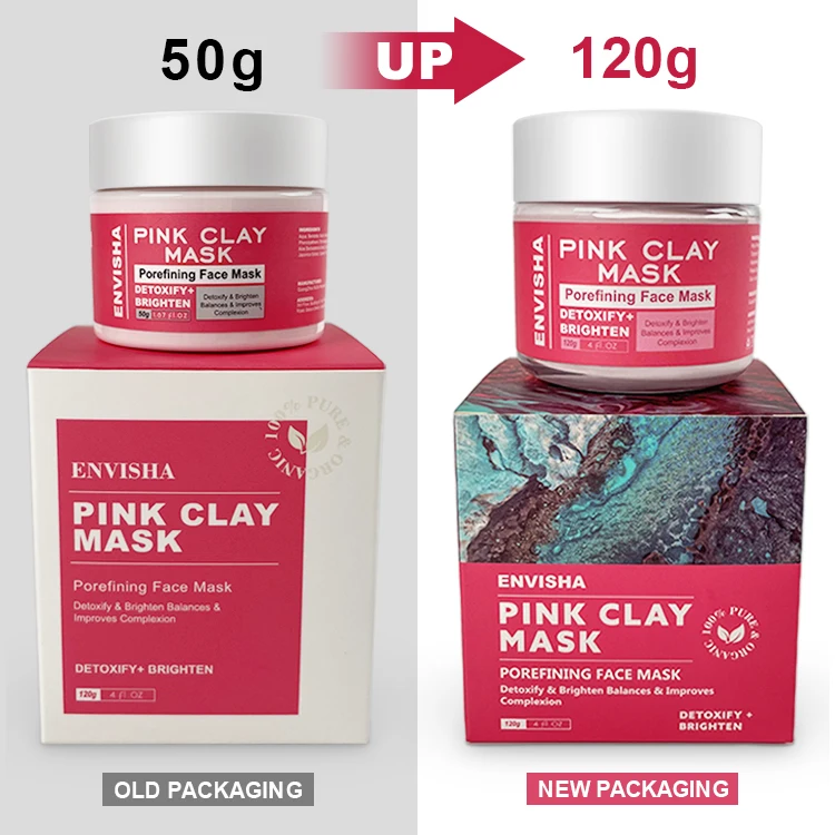 Free Sample Natural Pink Clay Mask Skin Detoxifying Whitening Facial Kaolin Clay Mask