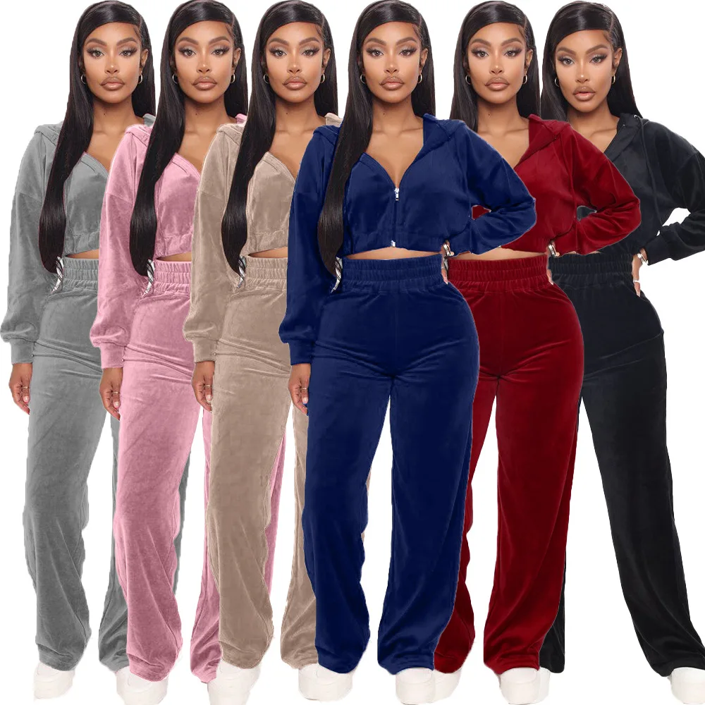 2021 Women Spring Velvet Suits Two 