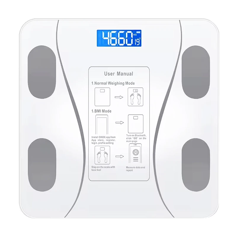 Exanovo Intelligent Smart Digital Scale 8-Electrodes Body Fat Weight Analysis Electric Power Source Display Analysis Weighing