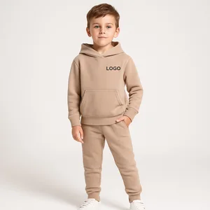Custom Logo Two Piece Kids Fleece Hoodie and Jogger Set Winter Warm Tracksuit Outfit for Boys & Girls OEM ODM Factory Wholesale