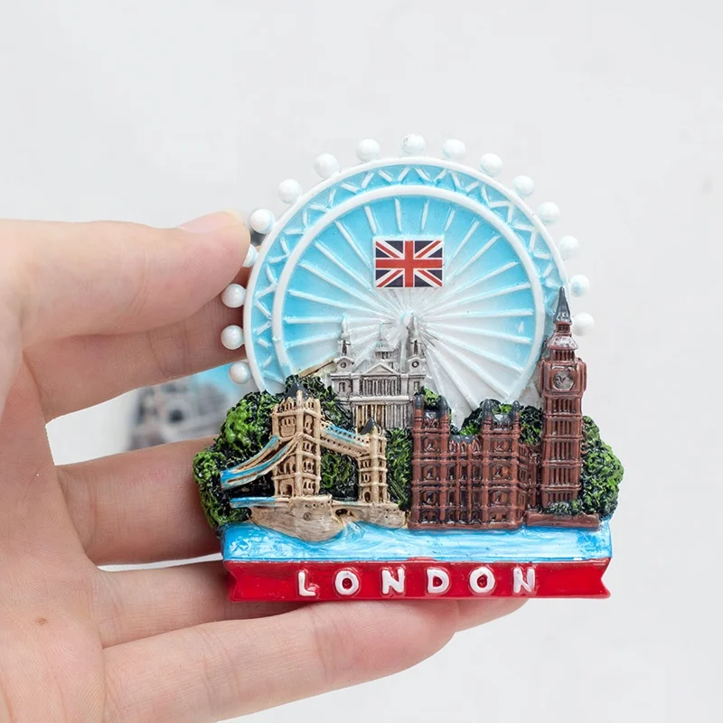 Aimant Frigo 3D Londres Royaume-Uni - Souvenir Voyage - Résine & Aimant Puissant - 7x5 Cm