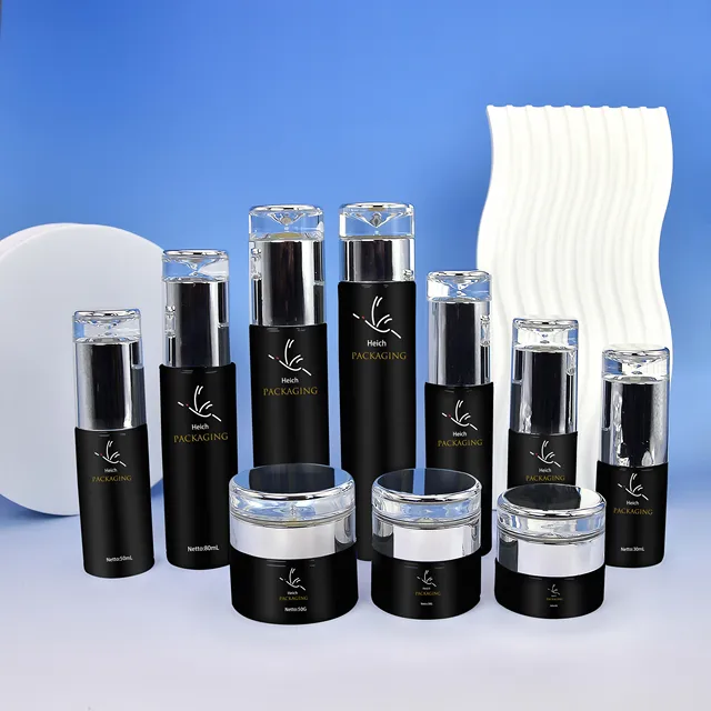 Custom Wholesale Cosmetic Glass Bottles Skincare Packaging Empty Cream Jar Set Packaging Skin Care Bottle Face Cream Jars