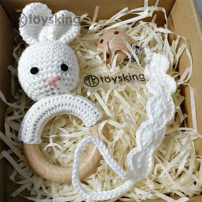 Цепочка для соски, кормления, хлопчатобумажная пряжа, ручная работа, вязание крючком, деревянная детская цепочка для соски