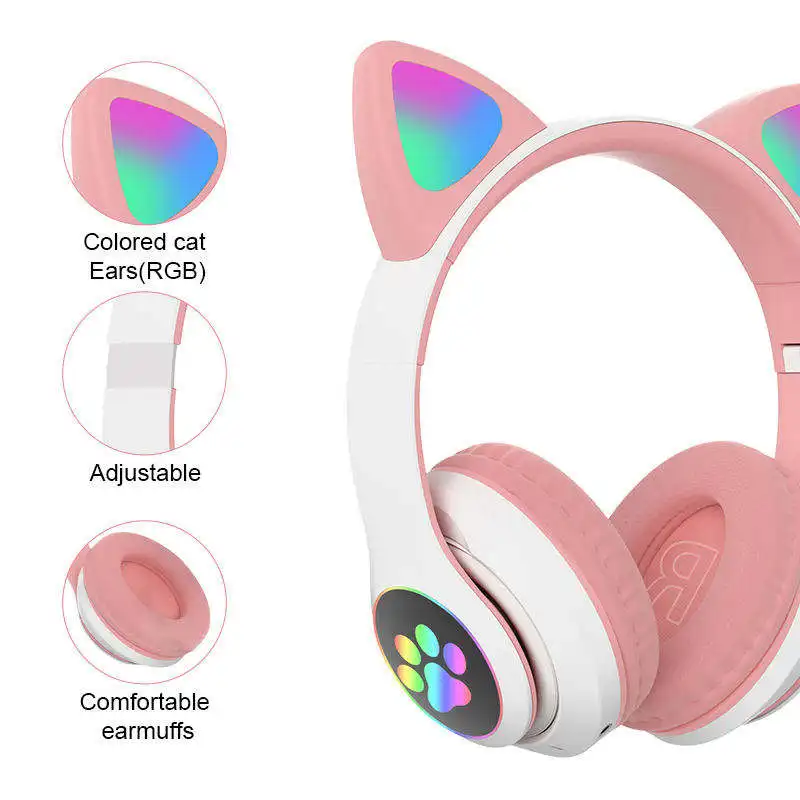 Anime Cat Ear Wireless Surround Sound Over-Ear Gaming Headset