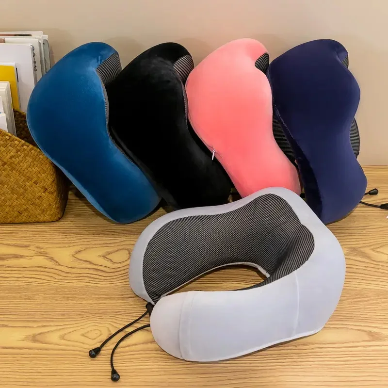 AA Custom Logo Free Sample Neck Pillow with Adjustable Clasp Memory Foam Neck Pillow Set Travel Neck Pillow Travel