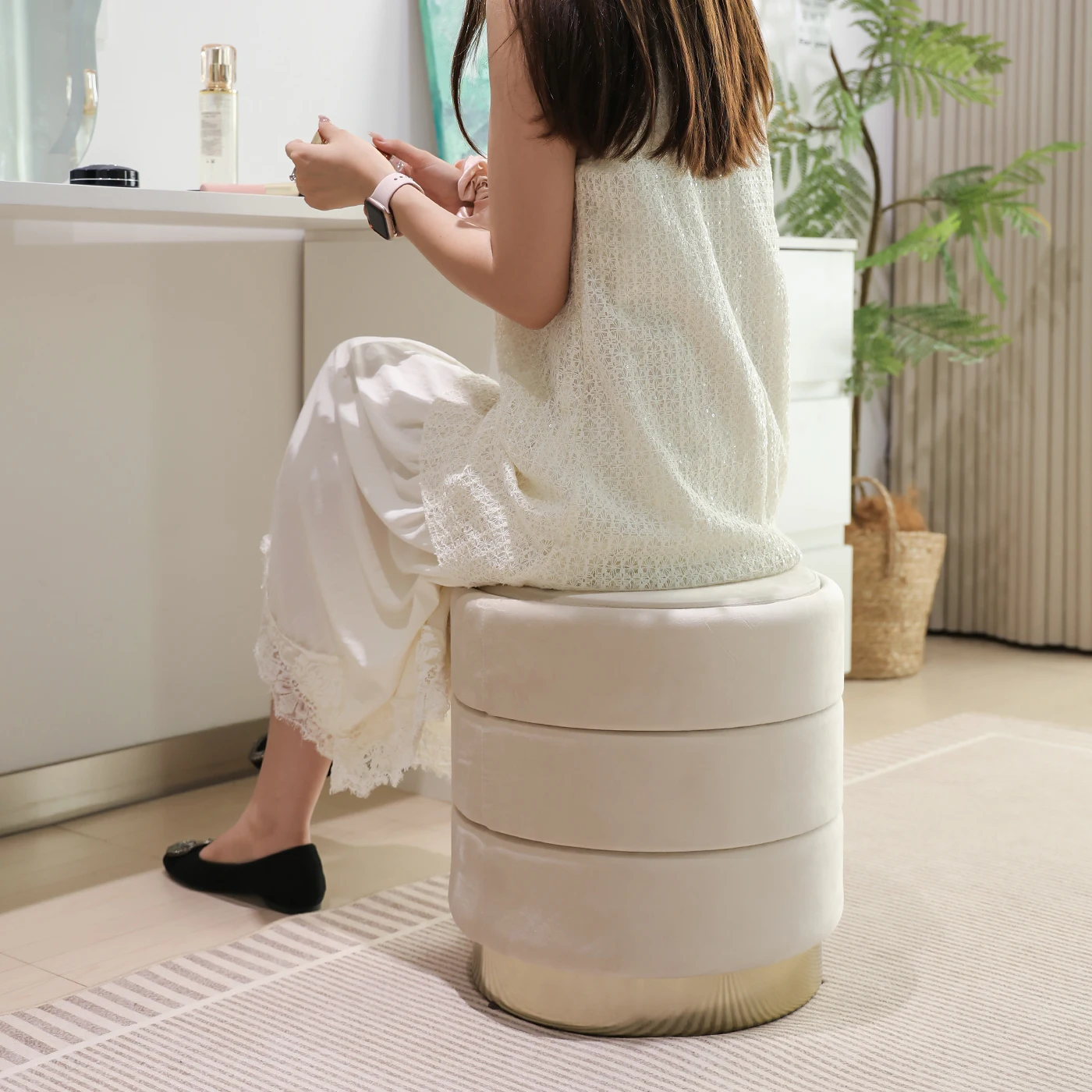 Home Decoration Ottoman With Storage Wholesale Round Pouf Ottoman Stool