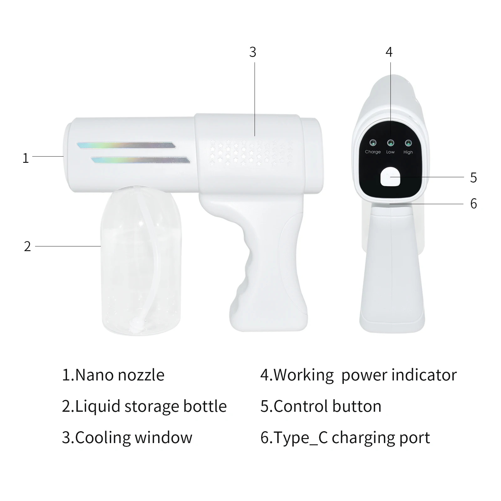Factory Handheld Cordless Portable Rechargeable 500ML Electric Disinfect Steam Gun Water Cordless Atomizer Nano Spray Gun