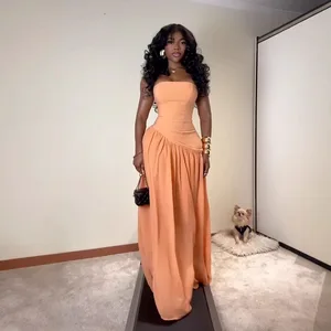 2026 Summer Fashion Off-Shoulder Bodycon Dress Sexy Sling High Waist Slit Mermaid Gowns Women Evening Custom