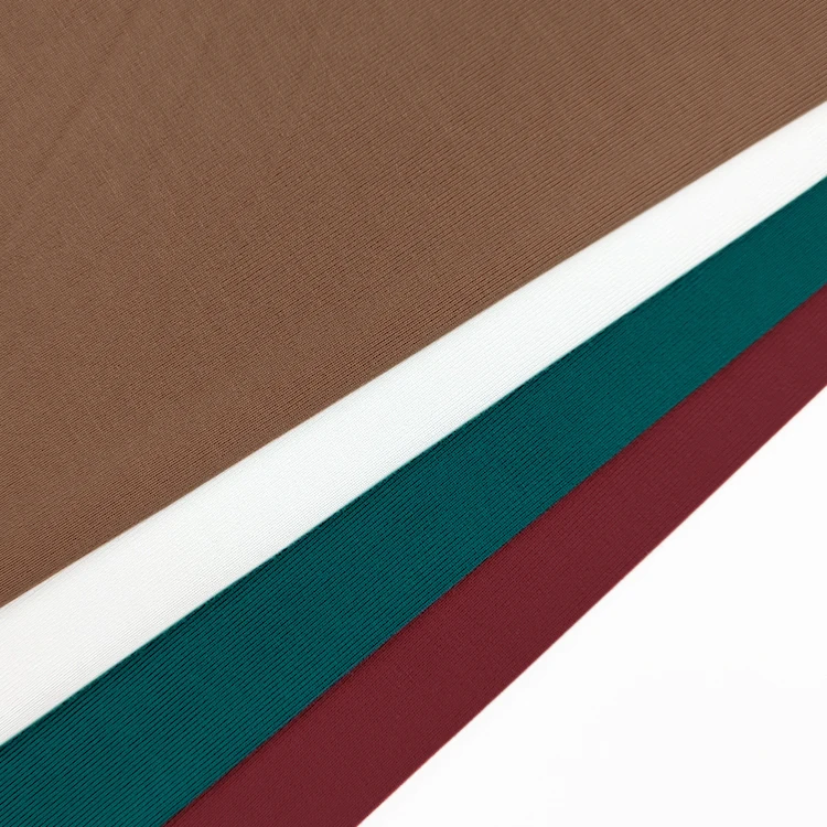 Wholesale Knit 100% Bamboo Material Fabric by Rolls, Pure Color Stretch Bamboo Jersey Fabric for T Shirts/ manufacture