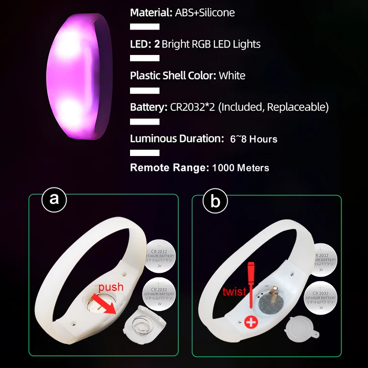 LINLI RFID DMX Remote Controlled Glow LED Bracelets Light up Wristbands Flashing Arm Wrist Bands for Music Festival Soccer Games
