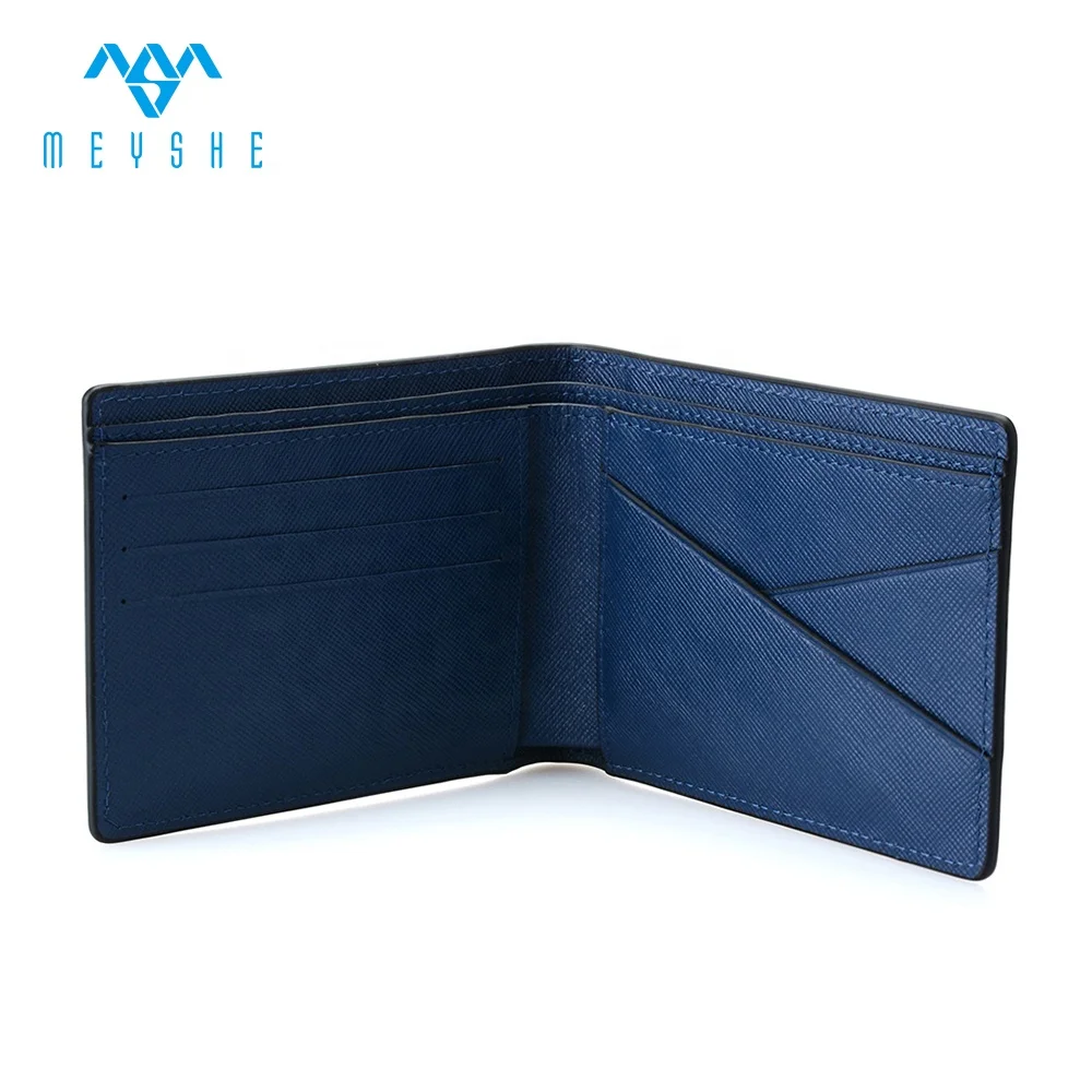 Best Luxury Leather Wallet Navy Blue Saffiano Bifold