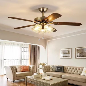 Factory Hot Sell Dropshipping Wooden Remote 5 Blades Ceiling Fan Ceiling Fan Residential With Light