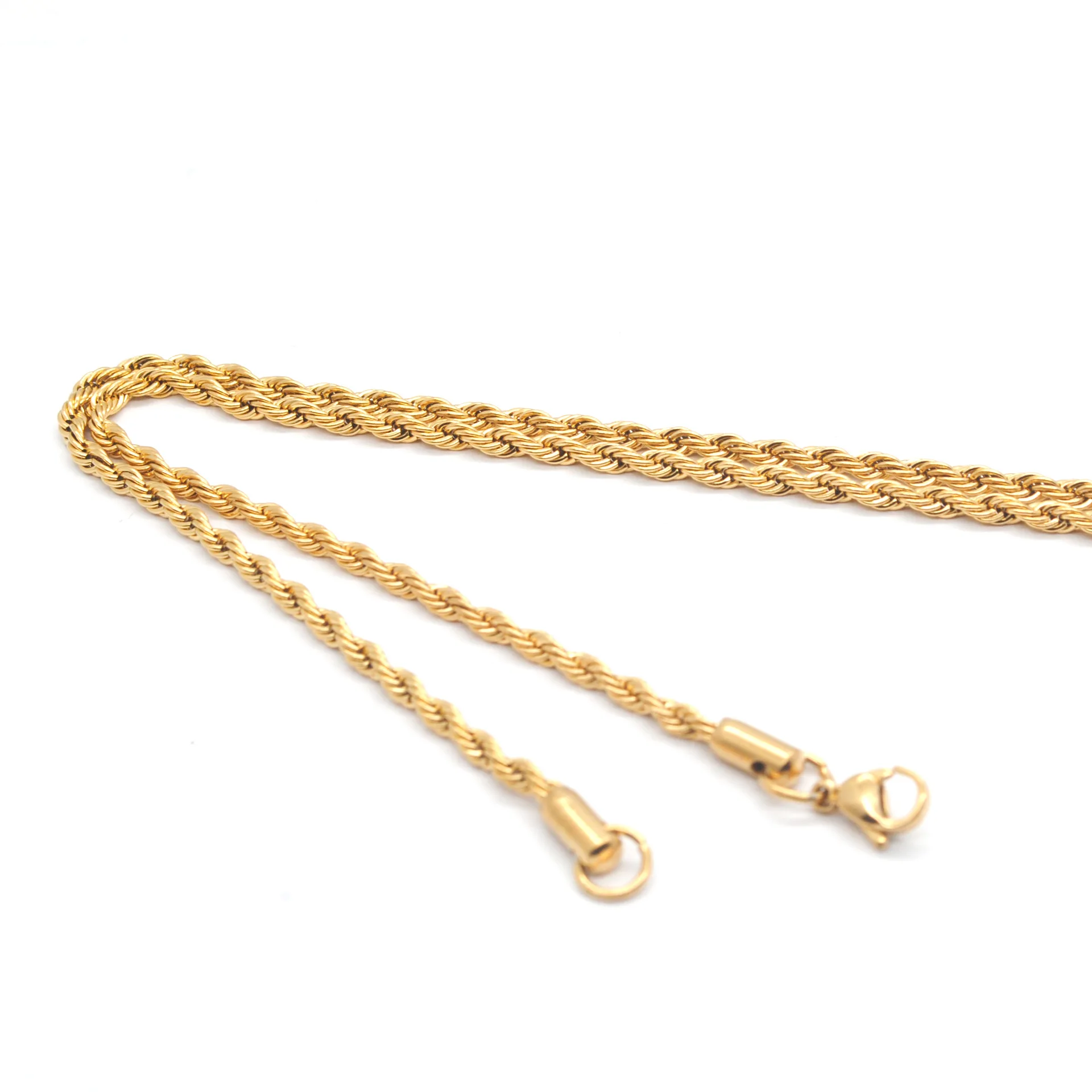 Titanium 18k Gold Stainless Steel Italian Gold Twist Rope Link Choker Chain Rope Necklace Chains