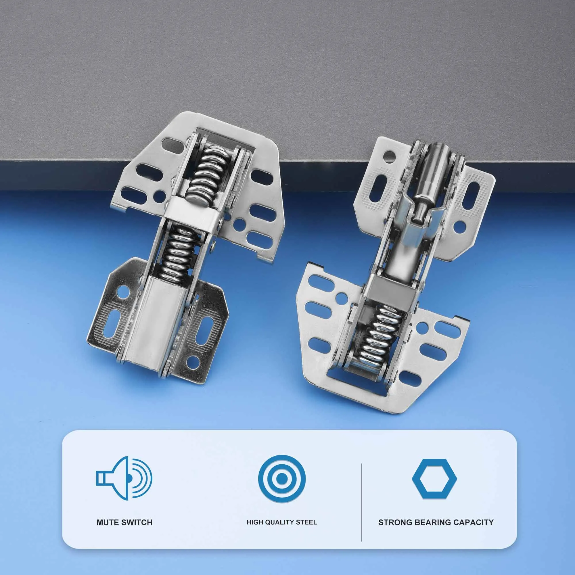 Leefasy 2-Pack Soft Close RV Cabinet Door Hinges — Spring Loaded Hydraulic, 90° Opening, Steel Construction, For RVs, Campers, Boats, Trucks, Overhead Cabinets