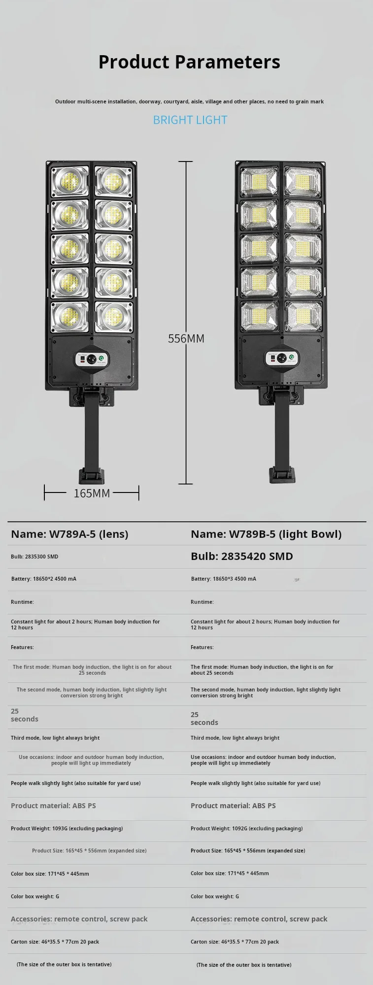 Solar Powered Strong Light Street Lamp for Outdoor Courtyard Lighting