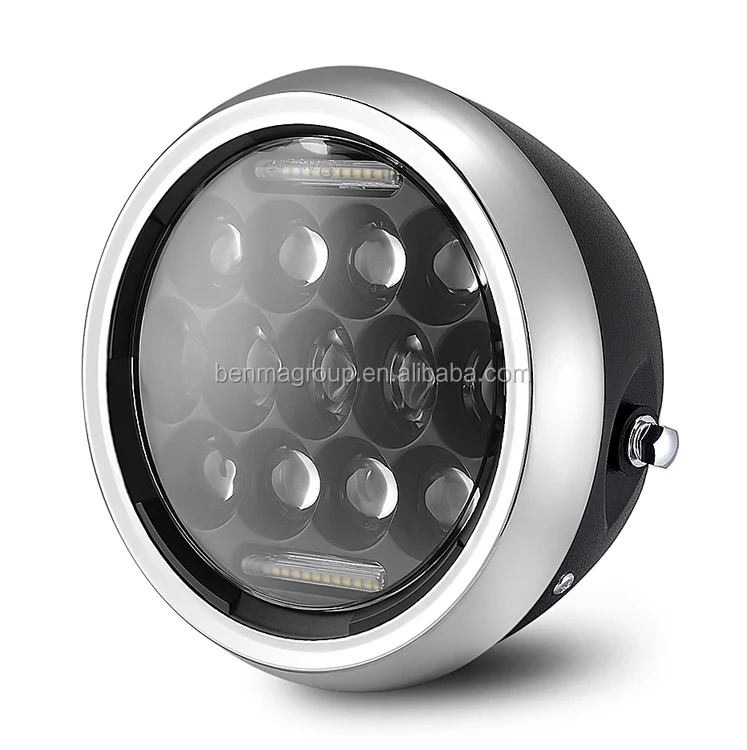 7.5/" LED Round HeadLight Headlamp High Low Beam DRL Chopper Bobber Cafe Racer