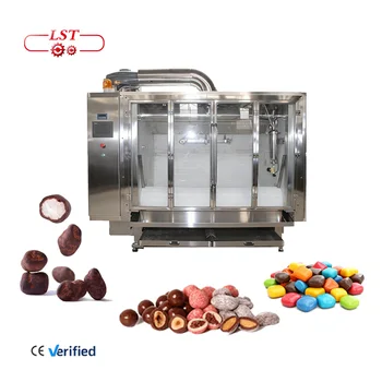 LST  200-300kg/batch Chocolate Enrobing Machine  Automatic Chocolate Belt Coating Machine and Polishing for Sale