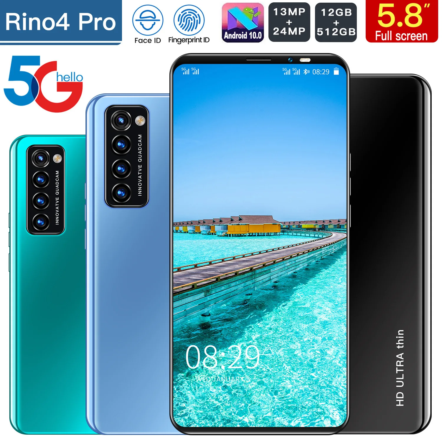 Rino4 Pro 5.8 Inch 12GB+512GB Prices Unlocked Dual SIM 4G