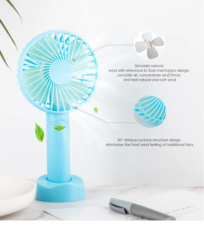Mini Portable Handfan Cool Small Usb Rechargeable Desk Fan With Built