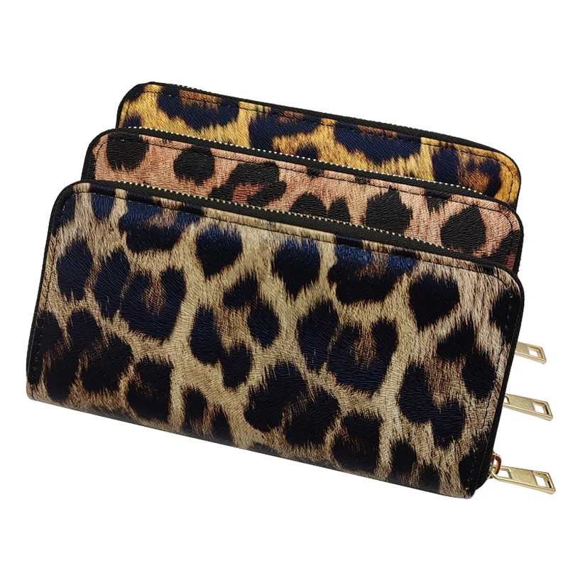 Cartera Larga De Cuero Sintético Con Estampado De Leopardo Para