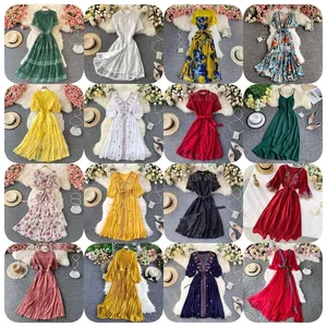 2026 Summer Collection Elegant Floral Print Chiffon Long Dress for Women Casual Mini Slash Neck Short Sleeve Spandex Bow Ruched