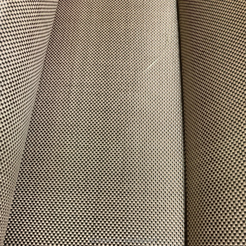 Champagne Gold Carbon Fiber Fabric Waterproof for Kevlar Mixed Hybrid Plain/Twill Weave Mixed for Kevlar Cloth Carbon Fiber