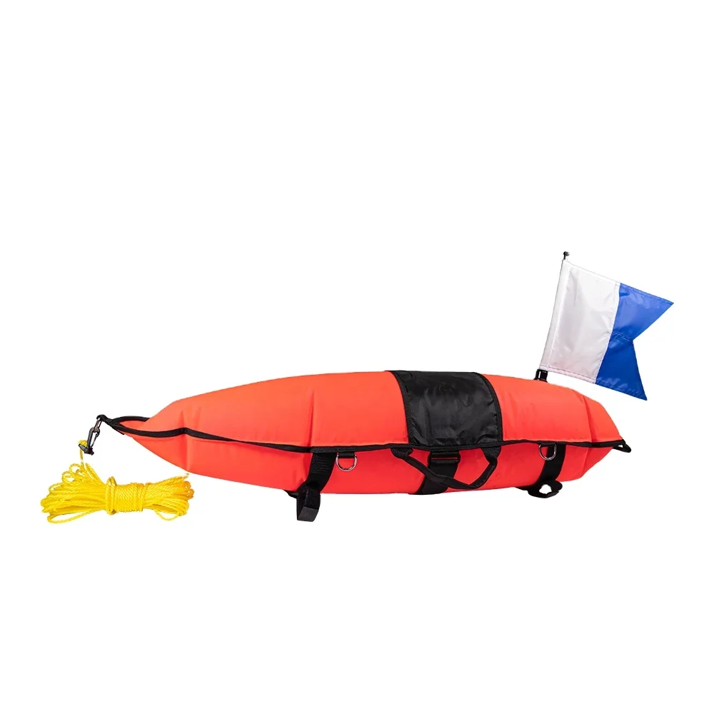 Bouée De Signalisation KEEP DIVING - Flotteur Gonflable 85 Cm Pour Plongée Et Chasse Sous-marine, Avec Drapeau Et Corde 20 M