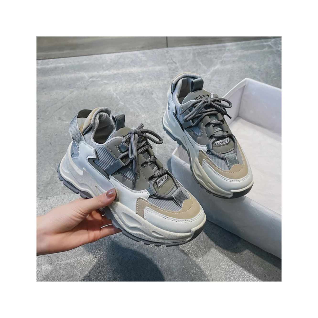 2024 New Fashion Platform Dad Shoes for Women white sneakers Casual Jogging Walking Shoes