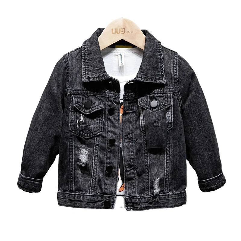 
Hot sale black and light blue denim jacket for girls and boys 