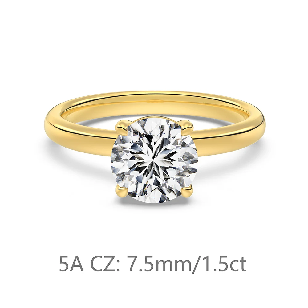 KAKODIY Pearlescent Cubic Zirconia 14K Gold Plated 925 Sterling Silver Round Fine Jewelry for Women Ring Cubic Zirconia Wedding Ring detail 3