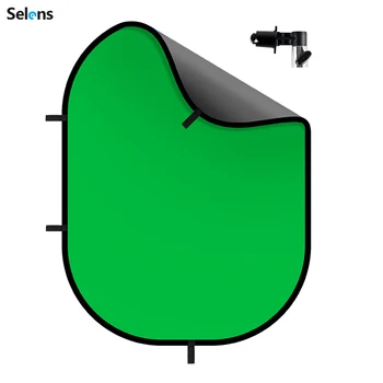 Selens Green Grey 150x200cm Photo Backdrop Chromakey Pop Up Collapsible Background With Holder Clip for YouTube Photo Studio